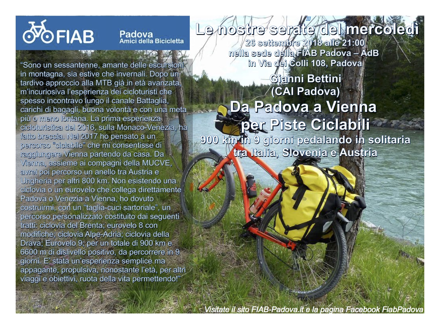 20180926 Padova Vienna in bici Locandina senza link